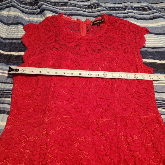 Miusol Size L Raspberry Pink Lace Zip up Sheath Dress TINY FLAW (marked 1X) - Picture 7 of 13